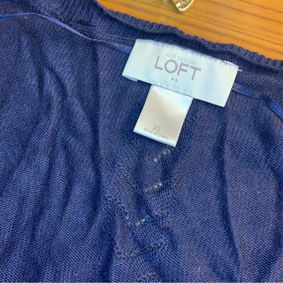 LOFT XL navy blue short sleeve open front sweater - Picture 3 of 4